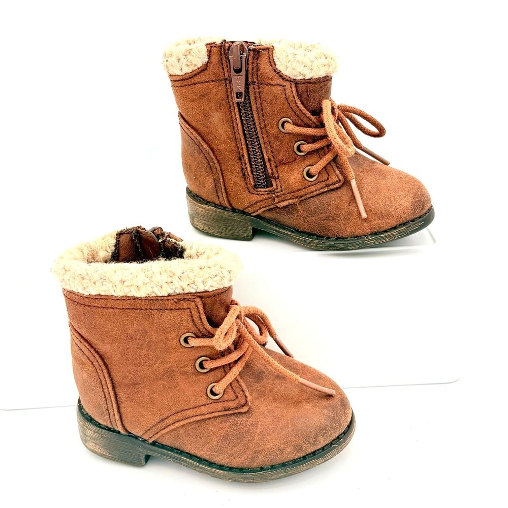 Garanimals Baby Brown Faux Suede Lace Up Combat Style Boots Size 4